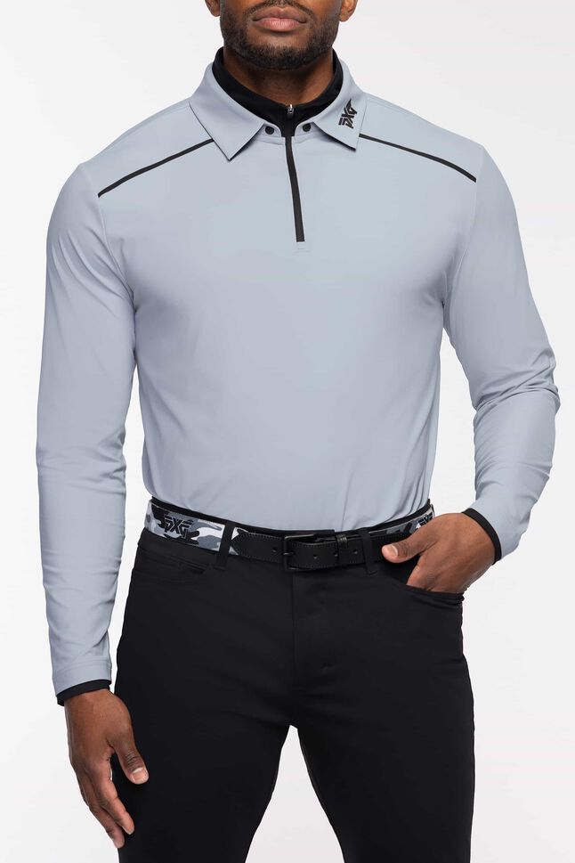 1/4 Zip Long Sleeve Bonded Stripe Polo